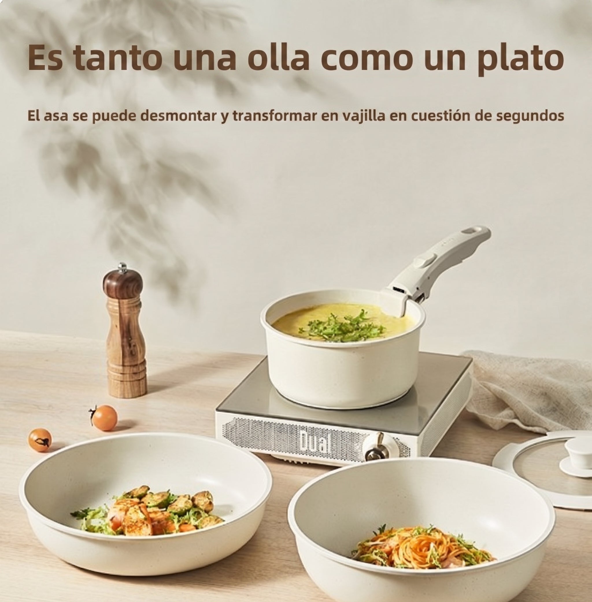 Juego de ollas con mango desmontable