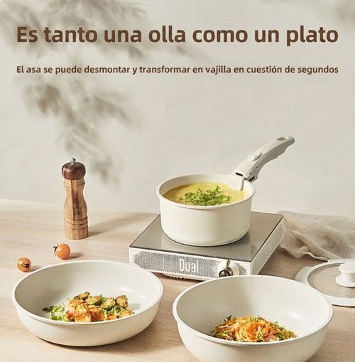 Juego de ollas con mango desmontable