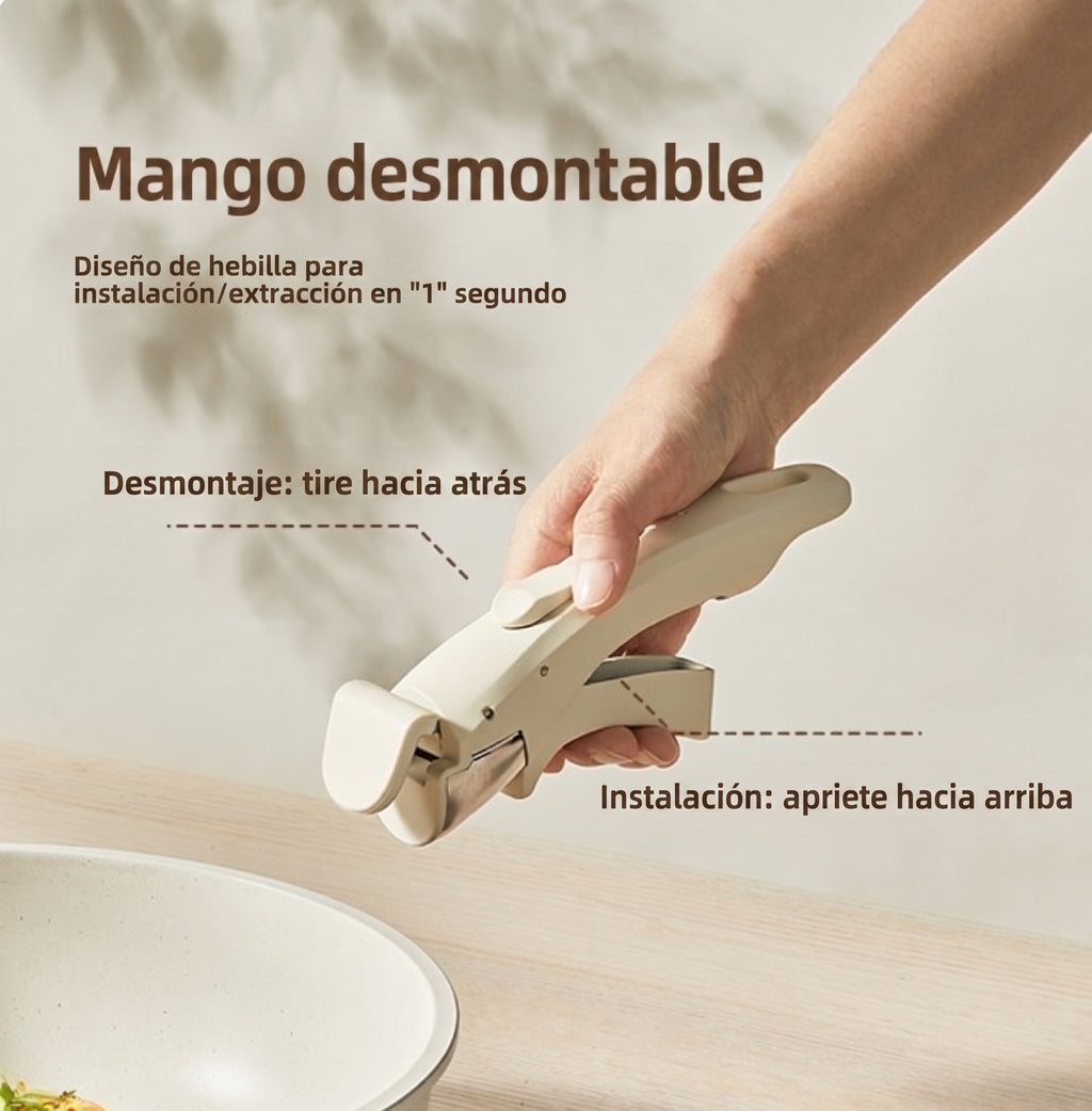 Juego de ollas con mango desmontable
